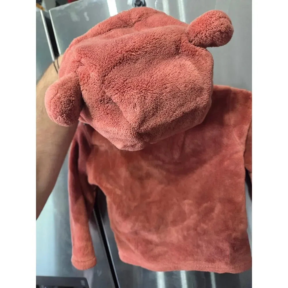 Burnt Orange Fuzzy Hooded Jacket w/ Ears - Carter's - 18mo